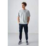 Tommy Life 88353 Taş %100 Pamuk Kalın Yumuşak Dokulu Oversize Fit Basic Erkek T-Shirt
