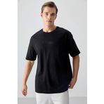 Tommy Life 88361 Siyah %100 Pamuk Kalın Yumuşak Dokulu Oversize Fit Baskılı Erkek T- Shirt