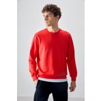 Tommy Life 88363 Kırmızı Fiesta Pamuk Dokulu Standart Fit Basic Erkek Sweatshirt