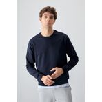 Tommy Life 88363 Lacivert Pamuk Dokulu Standart Fit Basic Erkek Sweatshirt