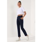 Tommy Life 94148 Gizli Fermuar Cepli Rahat Form Klasik Paça İndigo Kadın Eşofman Altı