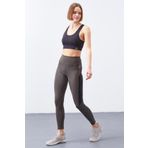 Tommy Life 94541 Haki Yüksek Bel Şerit Detaylı Slim Fit Dar Paça Kadın Tayt