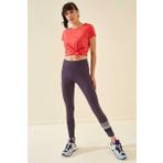 Tommy Life 94544 Mor Yüksek Bel Yazı Baskılı Slim Fit Dar Paça Kadın Tayt