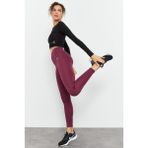 Tommy Life 94545 Bordo Yüksek Bel Streç Slim Fit Dar Paça Kadın Tayt