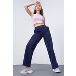 Tommy Life 94567 İndigo Yüksek Bel Cepli Rahat Form Geniş Paça Kadın Eşofman Altı