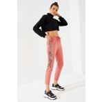 Tommy Life 94572 Pudra Yanları Leopar Desenli Rahat Form Dar Paça Kadın Eşofman Altı
