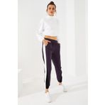 Tommy Life 94582 Mor İki Renk Şeritli Rahat Form Lastik Paça Kadın Eşofman Altı