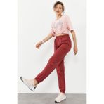 Tommy Life 94583 Lastikli Paça Klasik Bordo Kadın Eşofman Alt
