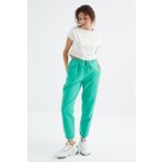 Tommy Life 94622 Deniz Yeşili Yüksek Bel Basic Bağcıklı Jogger Polar Kadın Eşofman Alt