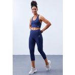 Tommy Life 95283 İndigo Kadın Yüksek Bel Toparlayıcılı Çapraz Sırt Detaylı Spor Büstiyer-kapri Tayt Takım