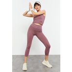 Tommy Life 95284 Gül Kurusu Kadın Yüksek Bel Kapri-Crop Atlet Slim Fit Tayt Takım