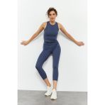 Tommy Life 95284 Petrol Kadın Toparlayıcılı Yüksek Bel Kapri-Crop Atlet Tayt Takım