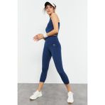 Tommy Life 95284 Yüksek Bel Kapri-Crop Atlet Slim Fit İndigo Kadın Tayt Takım
