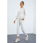 Tommy Life 95287 Ekru O Yaka Oversize Lastik Paça Kadın Eşofman Takımı