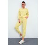 Tommy Life 95287 Limon Sarı O Yaka Oversize Lastik Paça Kadın Eşofman Takımı