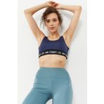 Tommy Life 97113 Yazı Şeritli Standart Kalıp U Yaka Spor İndigo Kadın Büstiyer