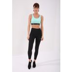 Tommy Life 97113 Yazı Şeritli Standart Kalıp U Yaka Spor Mint Yeşili Kadın Büstiyer