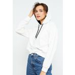 Tommy Life 97115 Ekru Klasik Kapüşonlu Kadın Sweatshirt