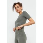 Tommy Life 97149 Kısa Kollu Dar Kalıp O Yaka Çağla Yeşili Kadın Crop Top