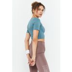 Tommy Life 97149 Mint Yeşili Kadın Kısa Kollu Dar Kalıp O Yaka Crop Top T-Shirt
