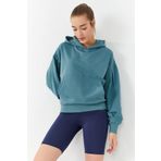 Tommy Life 97156 Mint Yeşili Kadın Balon Kol Oversize Kapüşonlu Sweatshirt