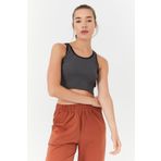 Tommy Life 97160 Antrasıt Kadın Basic Sıfır Kol Dar Kalıp U Yaka Crop Top Bluz