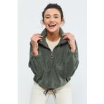 Tommy Life 97171 Çağla Yarım Fermuar Etek Ucu Büzgülü Oversize Polar Kadın Sweatshirt