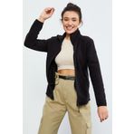 Tommy Life 97173 Siyah Kadın Dik Yaka Fermuarlı Rahat Form Polar Sweatshirt