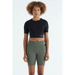 Tommy Life 97265 Siyah Sırt Dekolteli Standart Kalıp O Yaka Kadın Crop T-Shirt