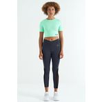 Tommy Life 97265 Su Yeşili Sırt Dekolteli Standart Kalıp O Yaka Kadın Crop T-Shirt