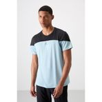TOMMY LIFE Açık Mavi Nefes Alan Dokulu Ince Esnek Standart Fit Erkek Performans T-shirt - 88386