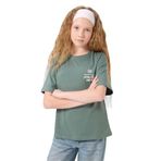 TOMMY LIFE Açık Yeşil Pamuklu O Yaka Oversize Fit Baskılı Kız Çocuk T-Shirt, 8-9 Yaş