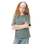 TOMMY LIFE Açık Yeşil Pamuklu O Yaka Oversize Fit Baskılı Kız Çocuk T-Shirt, 9-10 Yaş