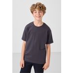 TOMMY LIFE Antrasit Pamuklu Yumuşak Dokulu Oversize Baskılı Erkek Çocuk T-Shirt - 11301
