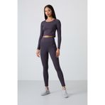 TOMMY LIFE Antrasit Yüksek Bel Uzun Kollu Slim Fit Crop Top Kadın Tayt Takım - 95286