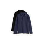 TOMMY LIFE Basic Polo Yaka 2'li Paket Erkek Çocuk T-Shirt, Siyah-Lacivert, 7-8 Yaş