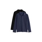 TOMMY LIFE Basic Polo Yaka 2'li Paket Erkek Çocuk T-Shirt, Siyah-Lacivert, 9-10 Yaş