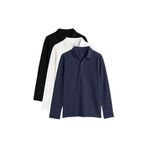 TOMMY LIFE Basic Polo Yaka 3'lü Paket Erkek Çocuk T-Shirt, Siyah-Beyaz-Lacivert, 12-13 Yaş