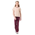 TOMMY LIFE Bej-Bordo Pamuklu O Yaka Standart Fit Basic İspanyol Paça Kız Çocuk Tayt Takım