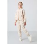TOMMY LIFE Bej Kalın Yumuşak Dokulu Standart Fit Nakışlı Polar Kız Çocuk Eşofman Alt - 75155