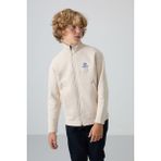 Tommy Life Bej Pamuklu Kalın İçi Tüylü Yumuşak Dokulu Standart Fit Nakışlı Erkek Çocuk Sweatshirt - 11245 - 14 - 15 Yaş