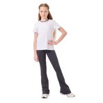 TOMMY LIFE Beyaz-Antrasit Pamuklu O Yaka Standart Fit İspanyol Paça Kız Çocuk Tayt Takım, 10-11 Yaş