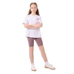 TOMMY LIFE Beyaz-Gül Kurusu V Yaka Kemer Detaylı Standart Fit Performans Kız Çocuk Tayt Takım, 12-13 Yaş