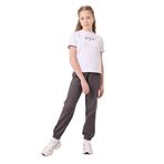 TOMMY LIFE Beyaz-Koyu Gri O Yaka Baskılı Lastik Paça Kargo Cepli Kız Çocuk Eşofman Takım, 11-12 Yaş