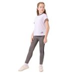 TOMMY LIFE Beyaz-Koyu Gri O Yaka Yan Şerit Detaylı Standart Fit Performans Kız Çocuk Tayt, 13-14 Yaş