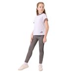 TOMMY LIFE Beyaz-Koyu Gri O Yaka Yan Şerit Detaylı Standart Fit Performans Kız Çocuk Tayt, 7-8 Yaş