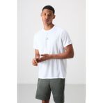 Tommy Life Beyaz Nefes Alan Dokulu İnce Esnek Standart Fit Erkek Performans T-Shirt - 88390 - 2XL