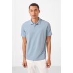 TOMMY LIFE Buz Mavi Standart Kalıp Basic Polo Yaka Erkek T-shirt - 87748