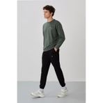 Tommy Life Çağla - Siyah Casual O Yaka Lastik Paça Pamuklu Erkek Oversize Eşofman Takımı - 85120 Yeşil - Siyah