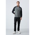 TOMMY LIFE Çağla siyah Dik Yaka Çift Renk Rahat Form Klasik Paça Erkek Eşofman Takımı - 85113